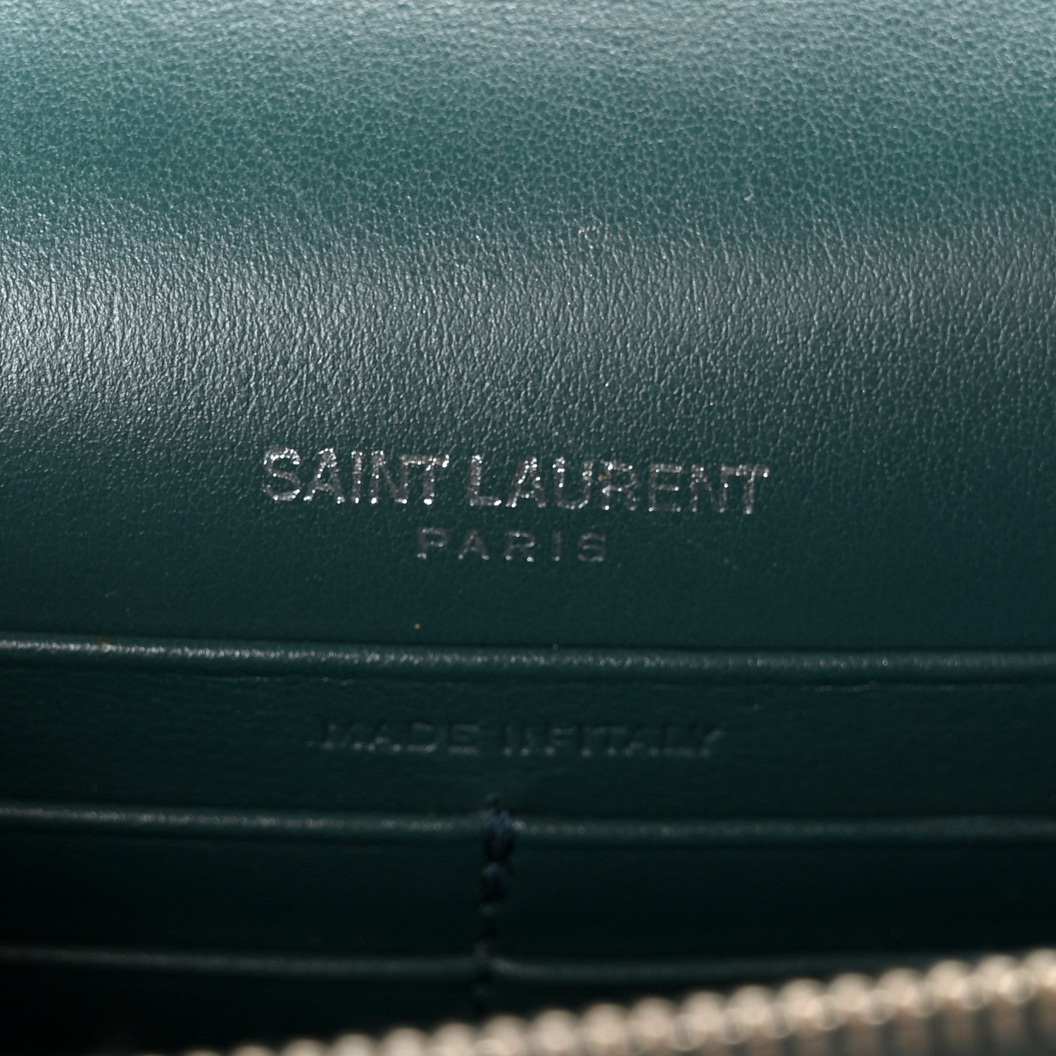 Calfskin Crocodile Embossed Monogram Sunset Chain Wallet Dark Turquoise