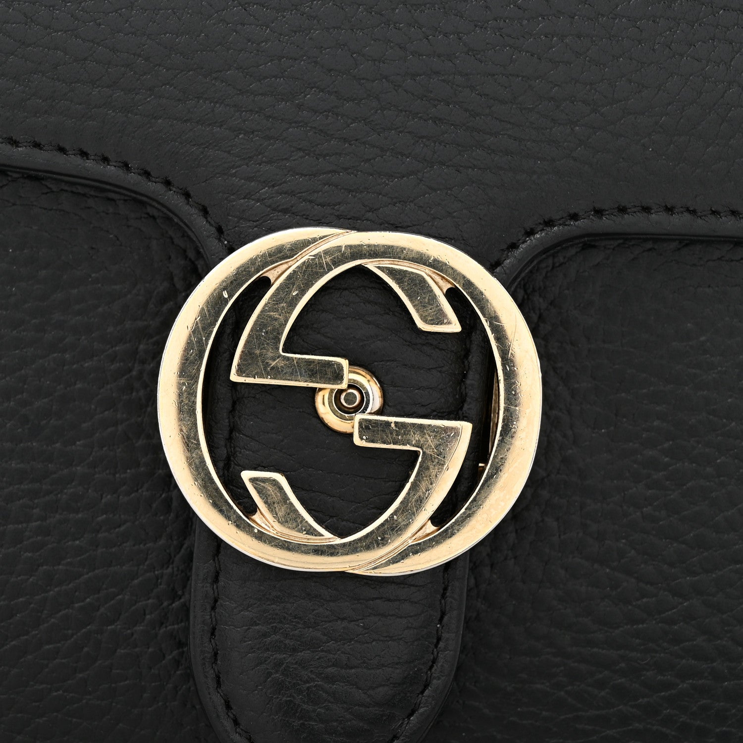 Dollar Calfskin Small Interlocking G Shoulder Bag Black