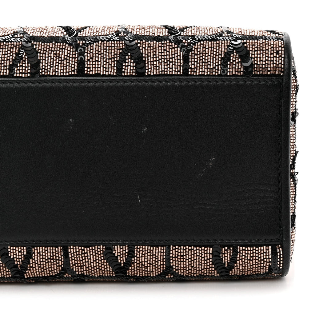 Sequins Toile Iconographe Calfskin Beaded Mini Le Troisieme Shopping Bag Black Rose