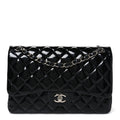 Patent Quilted Jumbo Double Flap Black