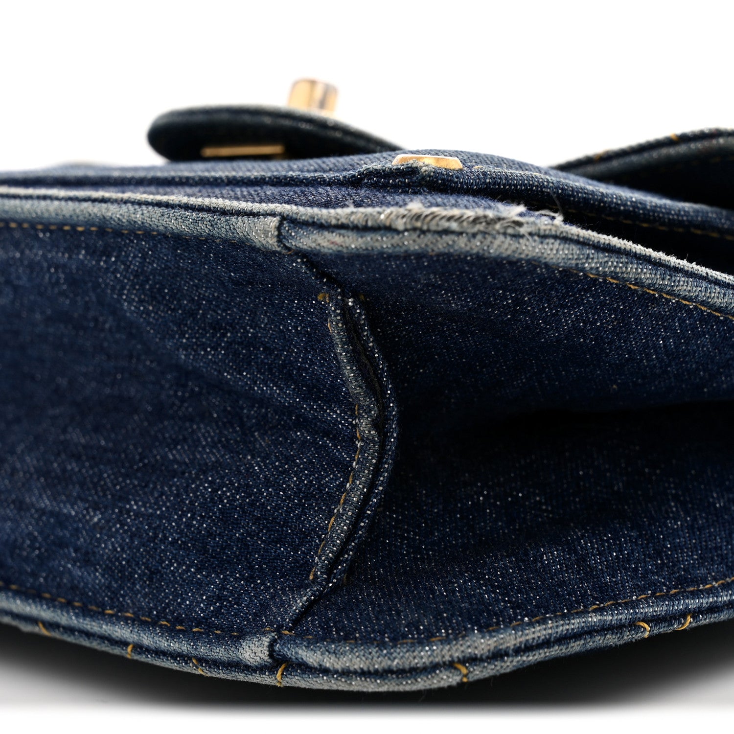 Denim Quilted Double You Mini Flap Blue Golden