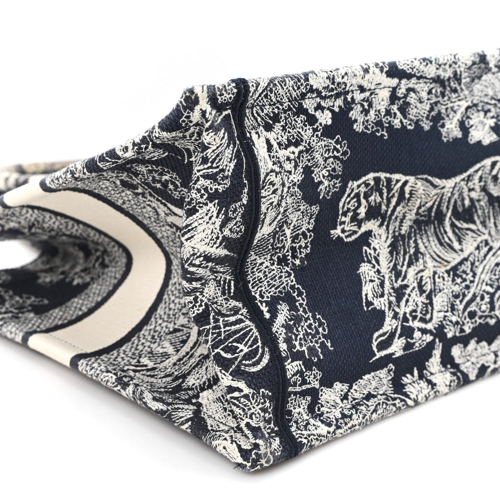 Canvas Embroidered Medium Dioriviera Toile De Jouy Reverse Book Tote Blue