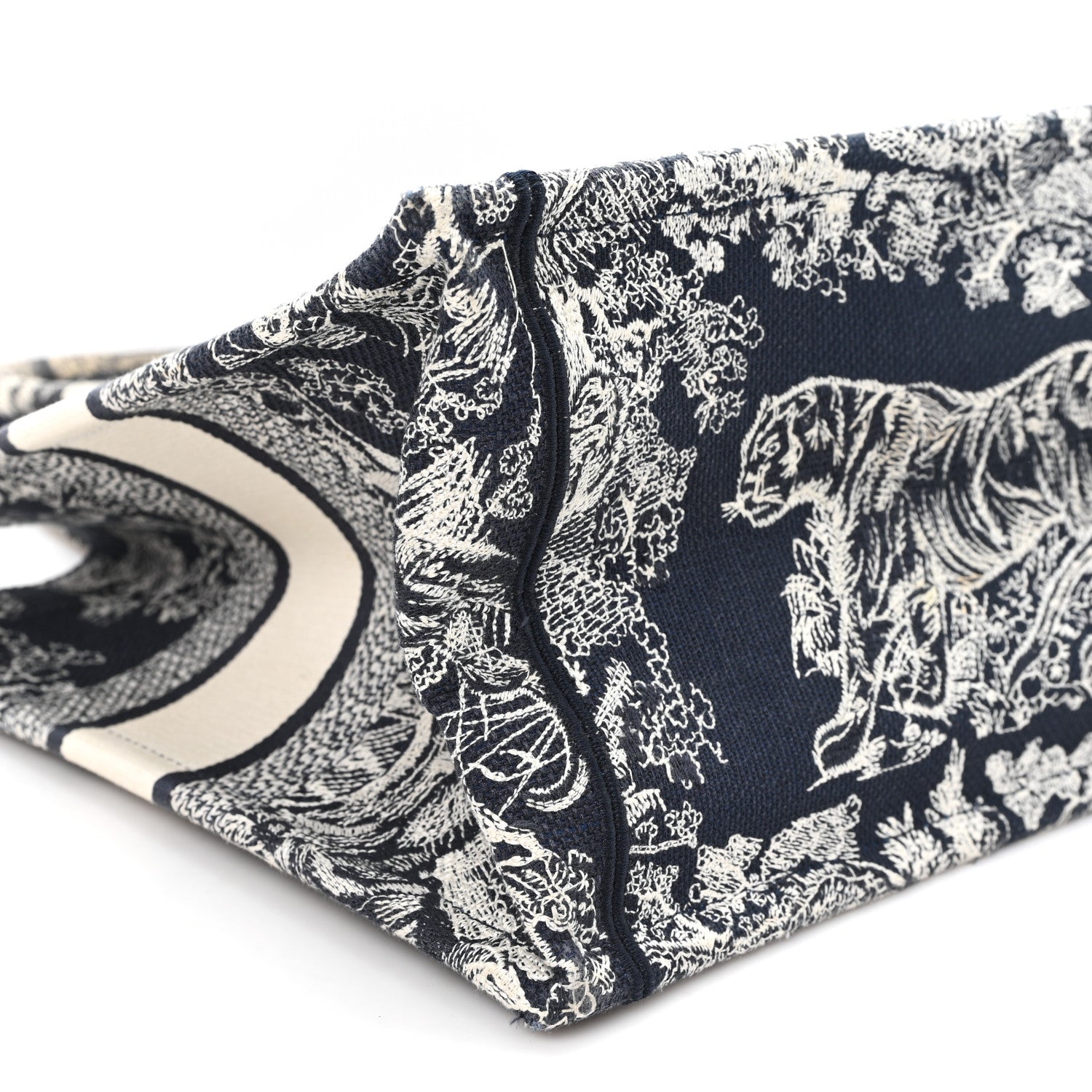 Canvas Embroidered Medium Dioriviera Toile De Jouy Reverse Book Tote Blue