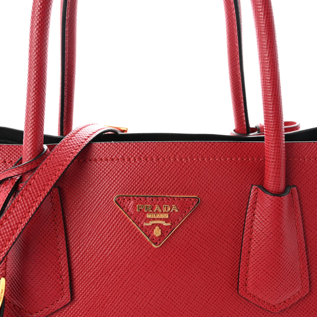 Saffiano Cuir Medium Double Bag Fuoco