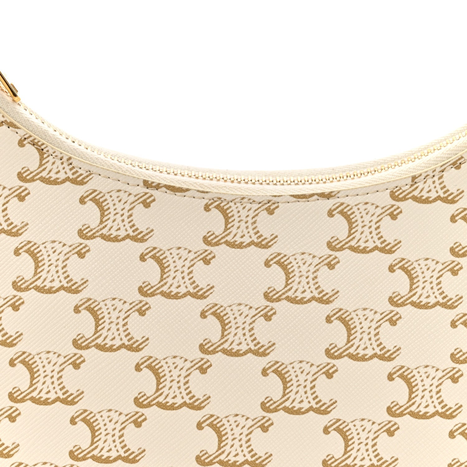 Canvas Calfskin Ava Triomphe Shoulder Bag White