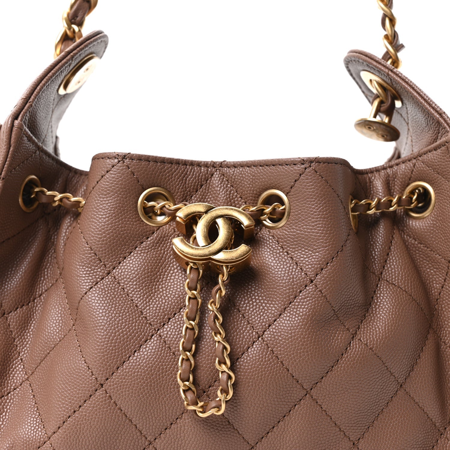 Caviar Quilted Mini Chanel 25 Handbag Brown
