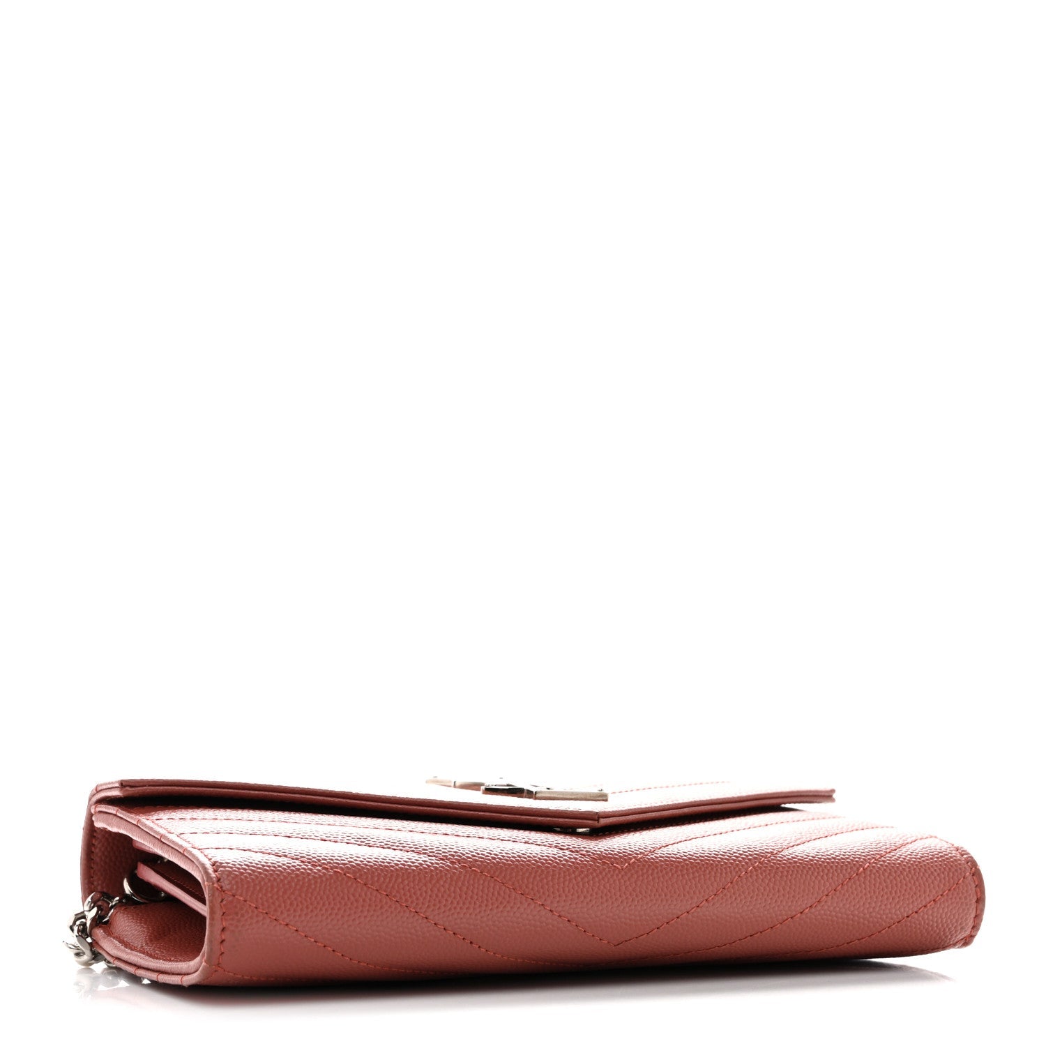 Grain De Poudre Matelasse Chevron Small Monogram Chain Wallet Blush Fonce