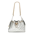 Metallic Caviar Quilted Small Chanel 25 Handbag Silver