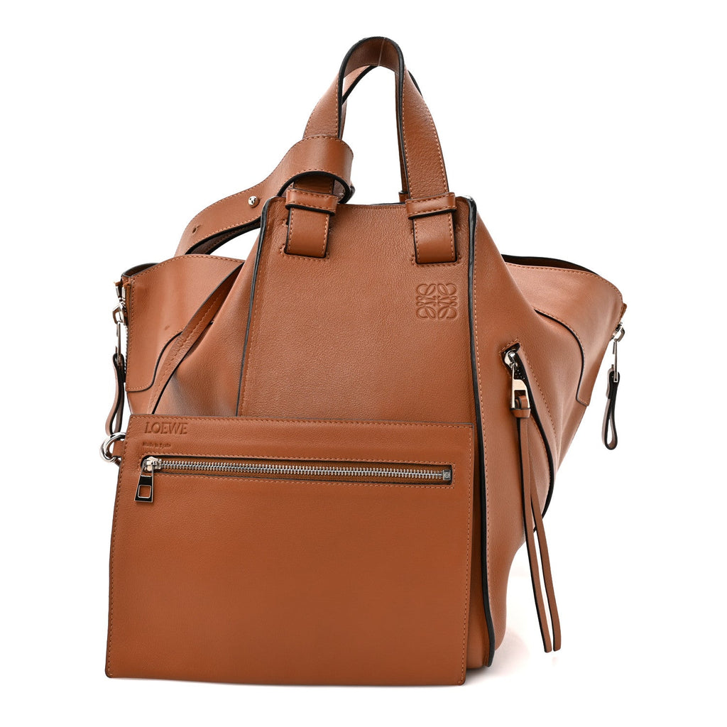 Grained Calfskin Medium Hammock Shoulder Bag Tan