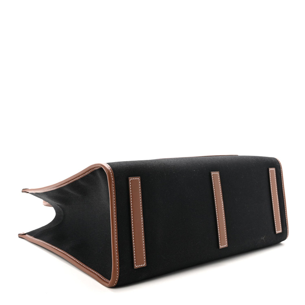 Canvas Smooth Calfskin Medium Two Tone Freya Tote Black Tan