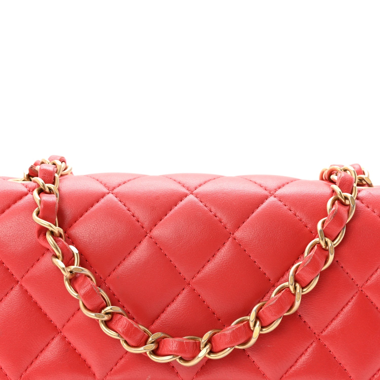 Lambskin Quilted Mini Rectangular Flap Red