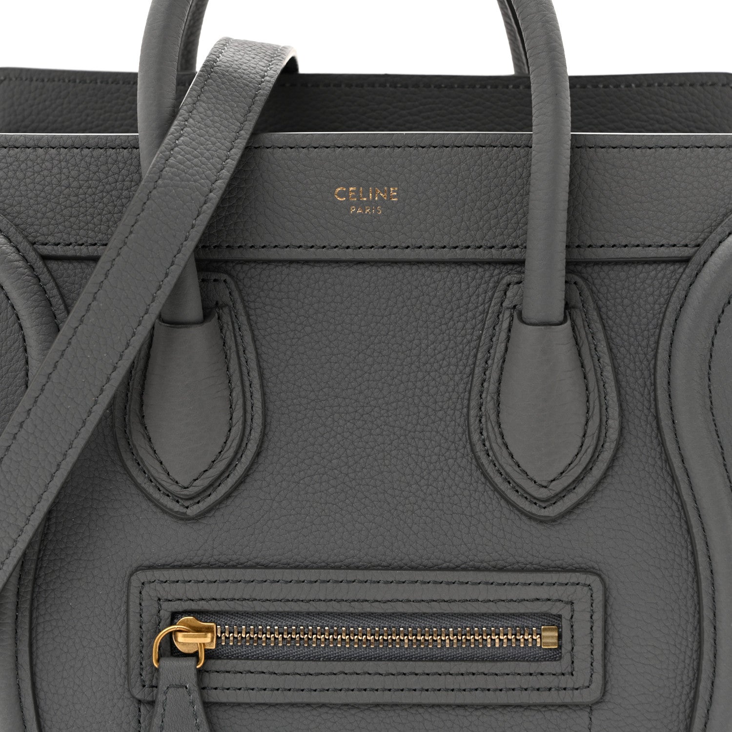 Drummed Calfskin Nano Luggage Kohl