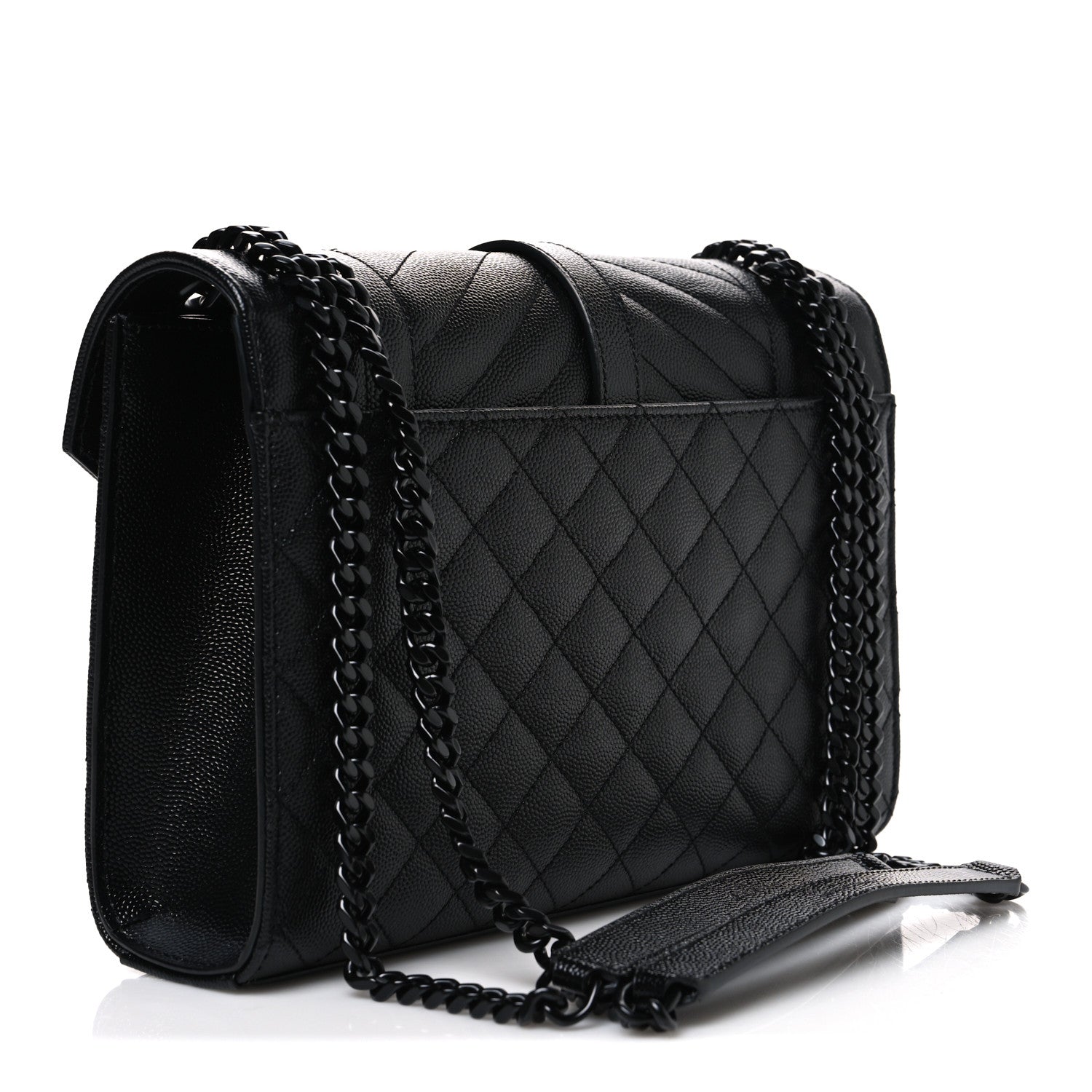 Grain De Poudre Textured Mixed Matelasse Triquilt Medium Monogram Monochrome Satchel Black