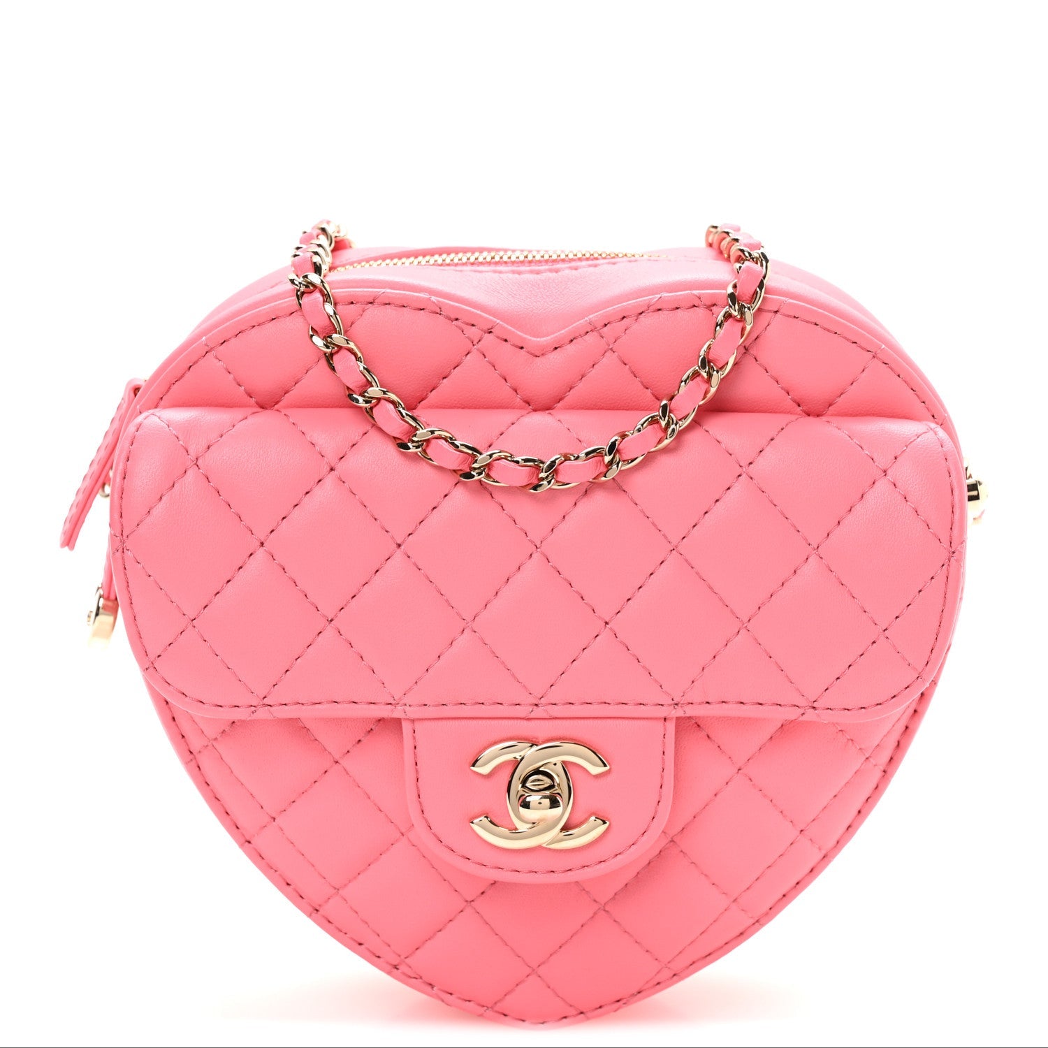 Lambskin Quilted CC In Love Heart Bag Pink