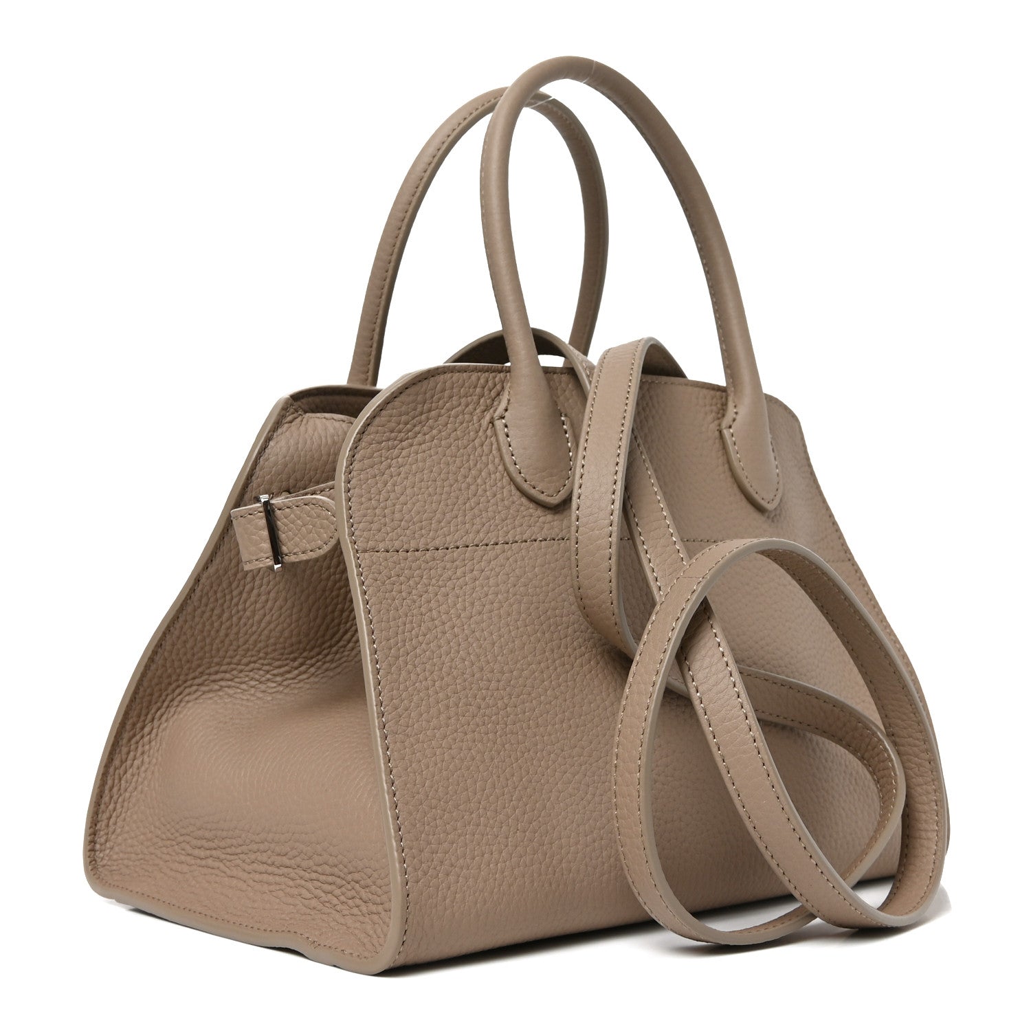 Grained Calfskin Soft Margaux 10 Bag Dark Taupe Dark Taupe