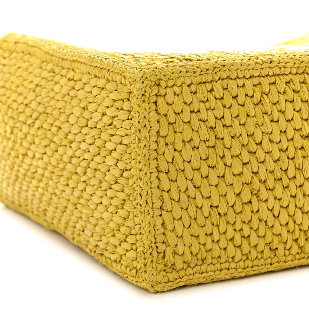 X PAULA'S IBIZA Raffia Font Tote Ochre