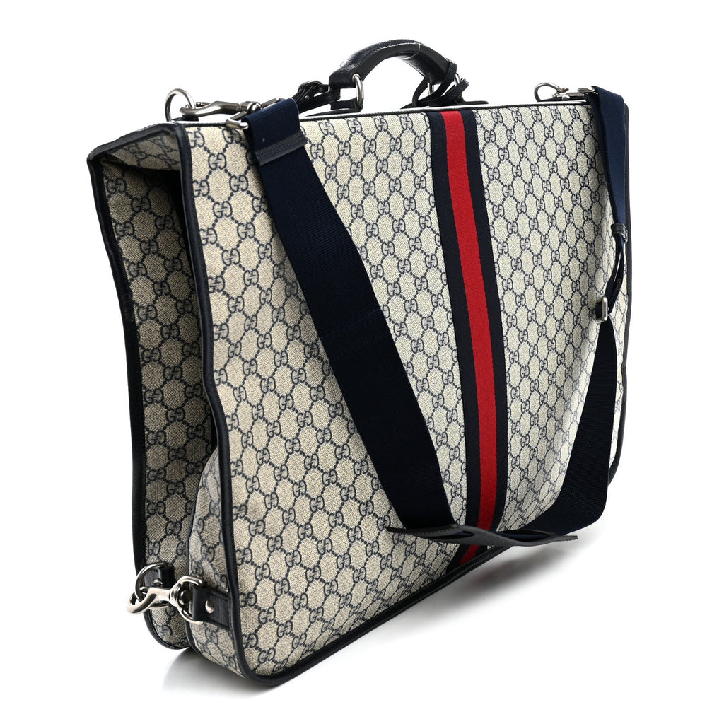 GG Supreme Monogram Web Savoy Garment Bag Beige Blue