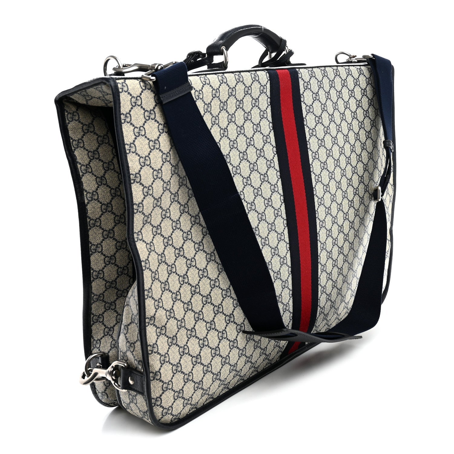 GG Supreme Monogram Web Savoy Garment Bag Beige Blue