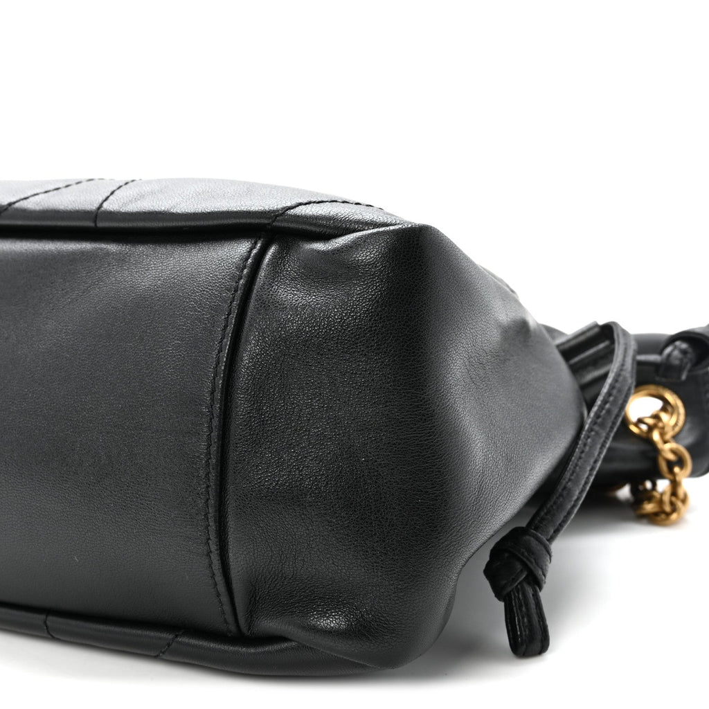 Lambskin Matelasse Monogram Medium Jamie Shoulder Pouch Bag Black