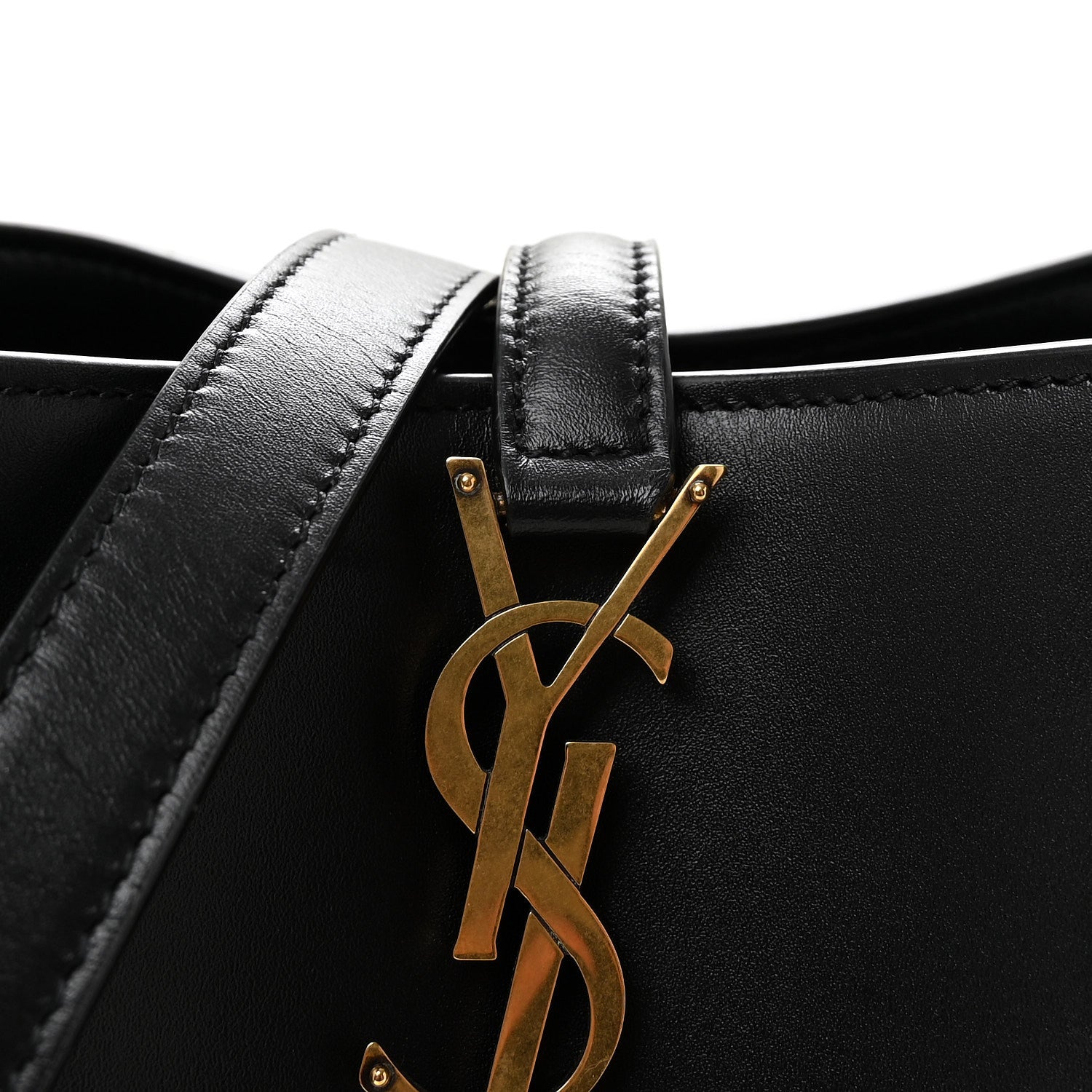 Smooth Shiny Calfskin Monogram Le 37 Small Bucket Bag Black