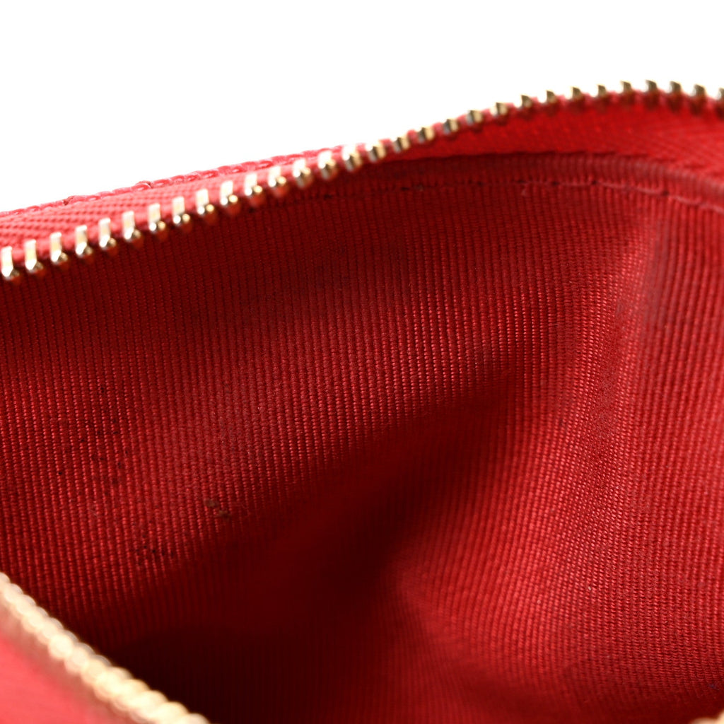 Caviar Quilted Small Cosmetic Case Red