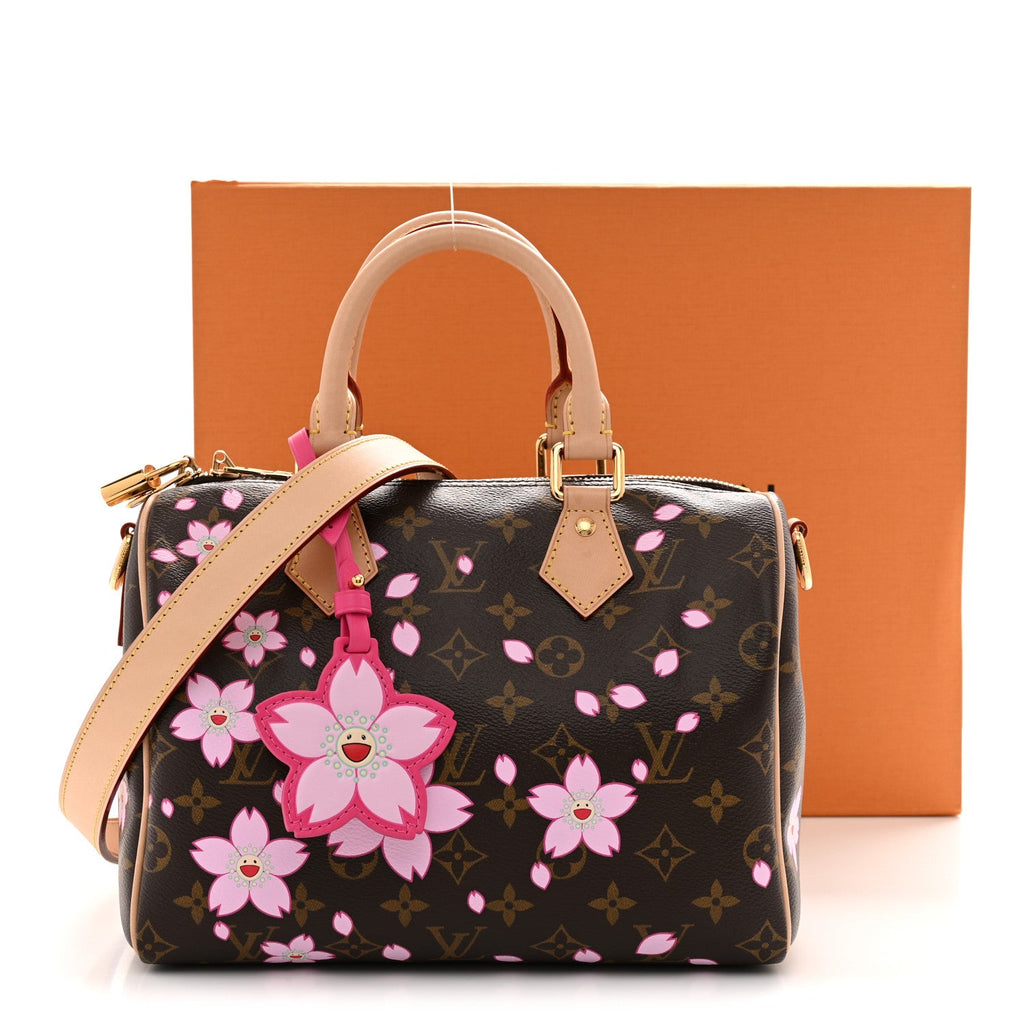 LV X TM Monogram Cherry Blossom Speedy Bandouliere 25 Sakura Brown