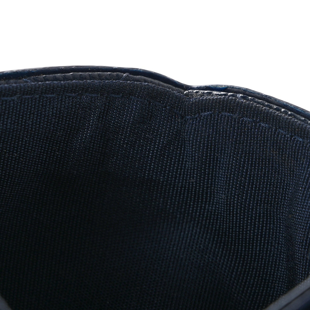 Caviar Quilted Filigree Card Holder Navy Blue