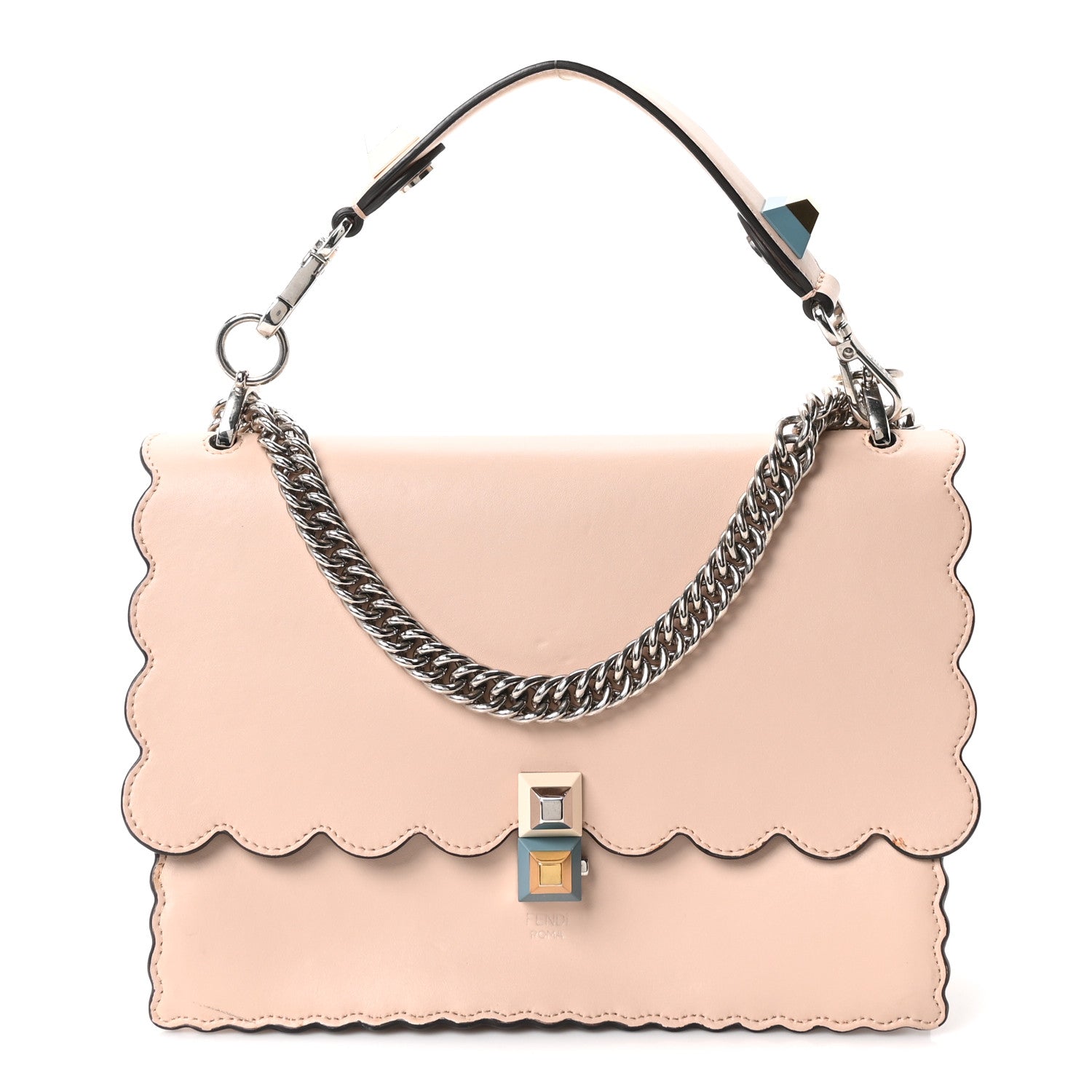 Vitello Liberty Scalloped Studded Kan I Shoulder Bag Plaster