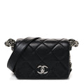 Lambskin Quilted Mini Chain Rows Flap Black
