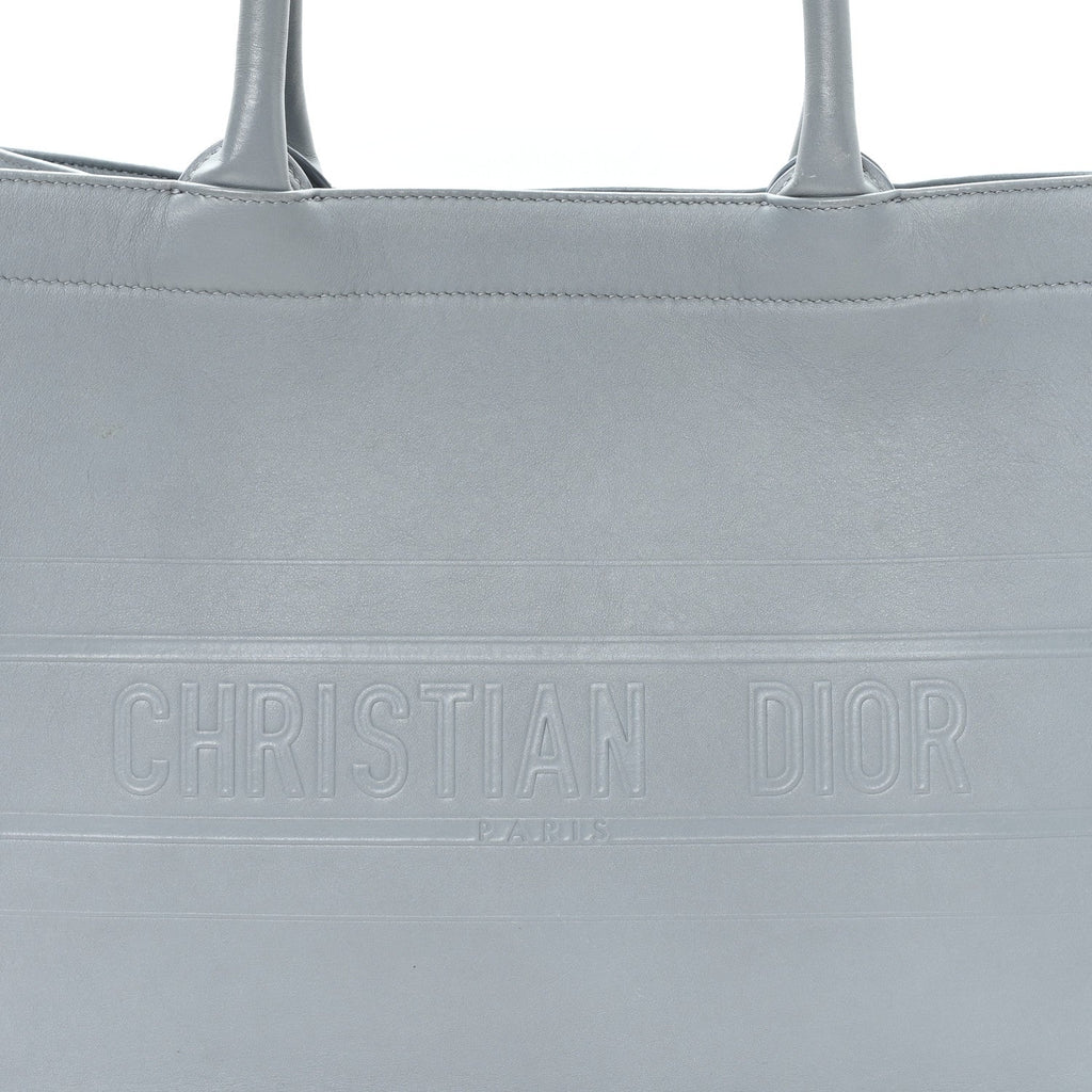 Calfskin Embossed Medium Book Tote Grey