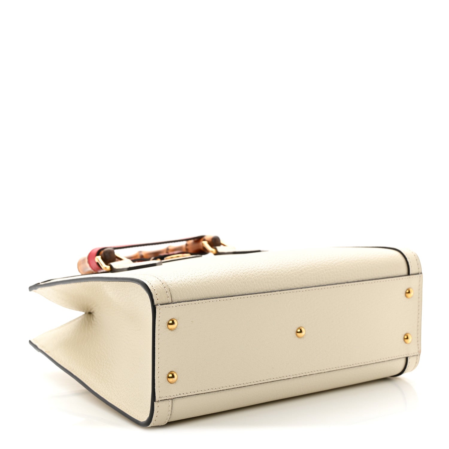 Textured Dollar Calfskin Web Small Diana Tote Bag Mystic White