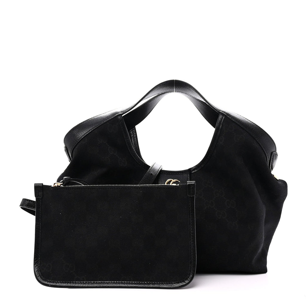 Denim GG Monogram Web Small Giglio Tote Black