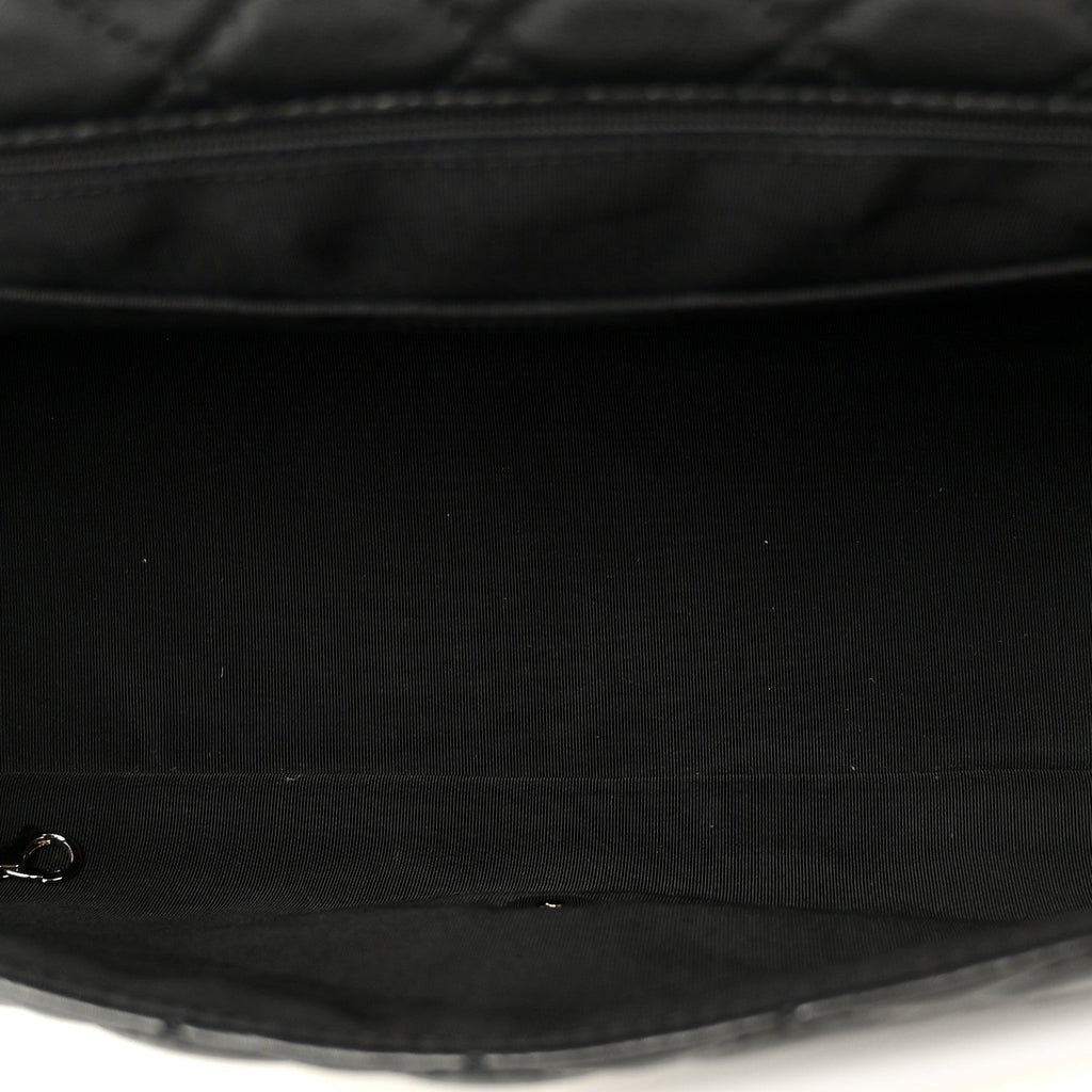 Calfskin Quilted Small XXL Travel Flap Bag Black