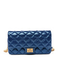 Metallic Aged Calfskin Quilted 2.55 Reissue Flap Belt Bag Clutch Blue