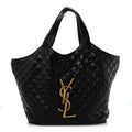 Lambskin Quilted Maxi Icare Shopping Tote Black