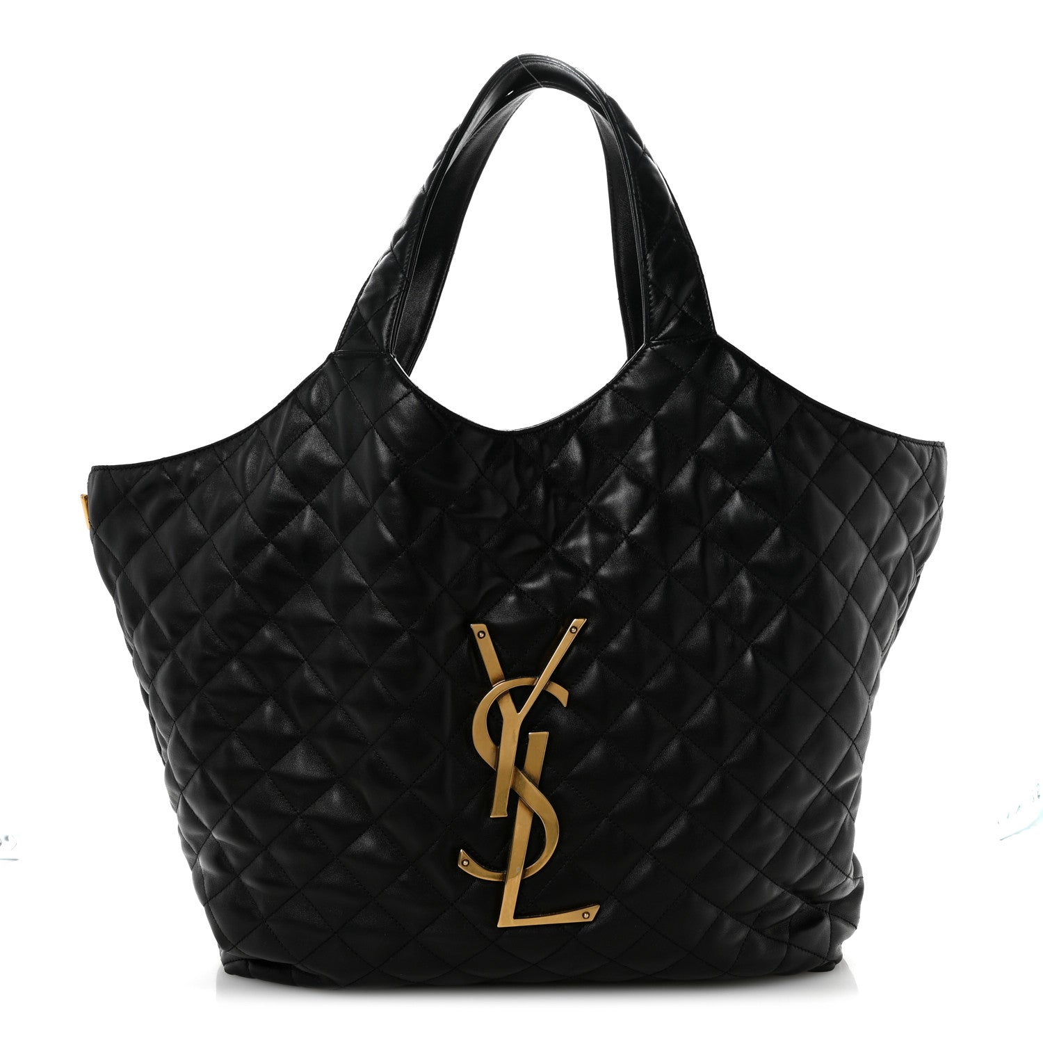 Lambskin Quilted Maxi Icare Shopping Tote Black