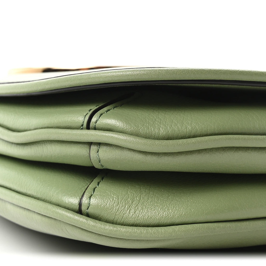 Roxy Calfskin Web Medium Blondie Top Handle Shoulder Flap Bag Salamander Green
