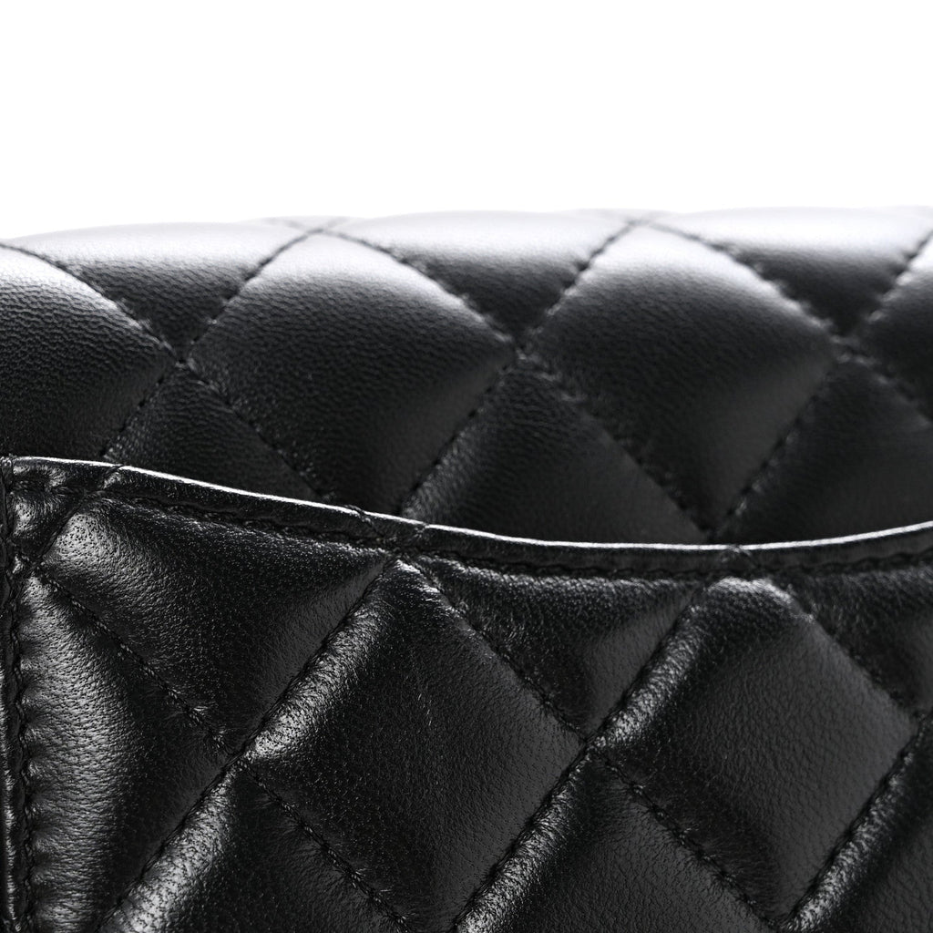 Lambskin Quilted Mini Rectangular Flap Black