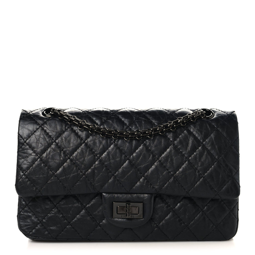 Aged Calfskin Quilted 2.55 Reissue 225 Flap So Black