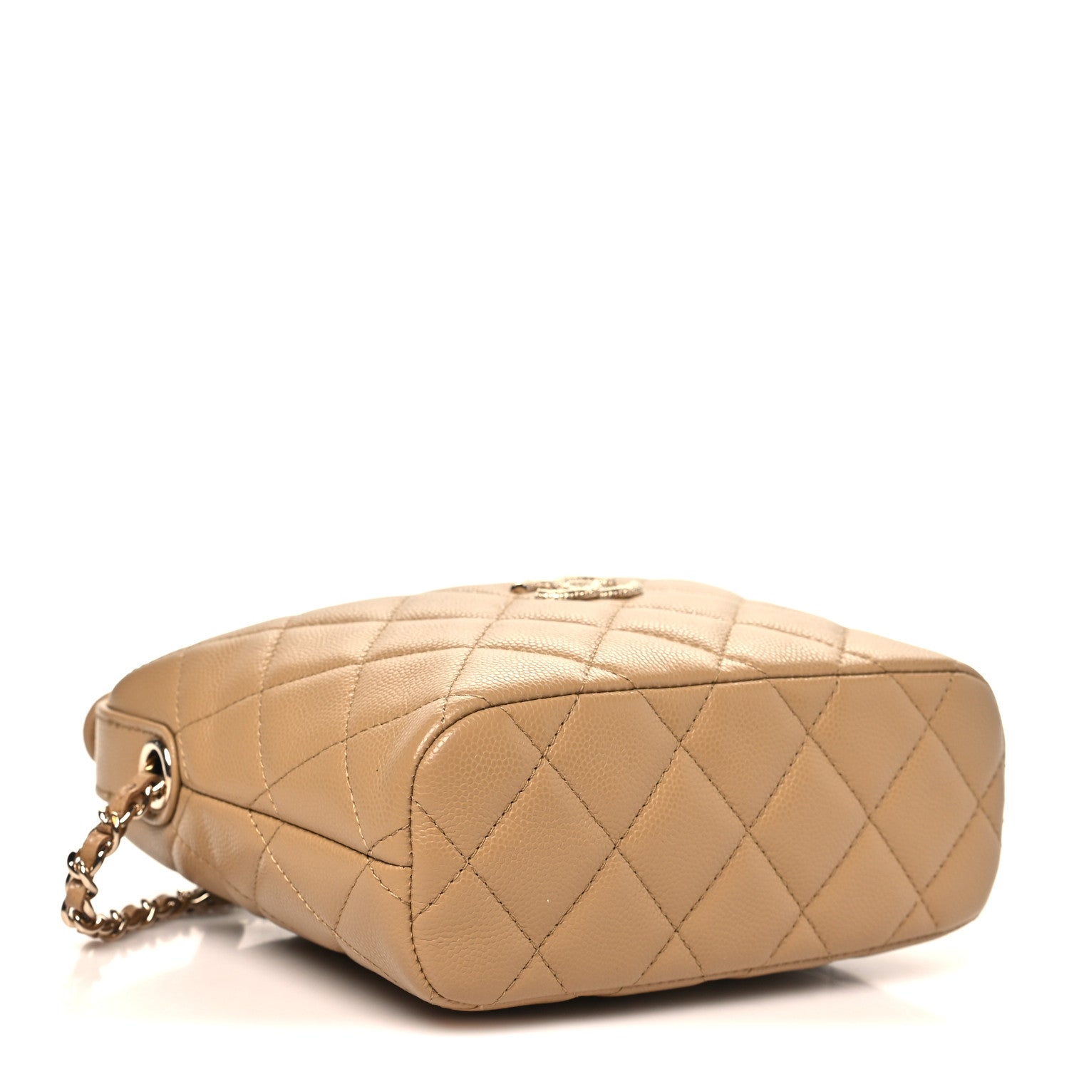 Caviar Quilted Hobo Dark Beige