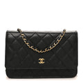 Caviar Quilted Wallet on Chain WOC Black