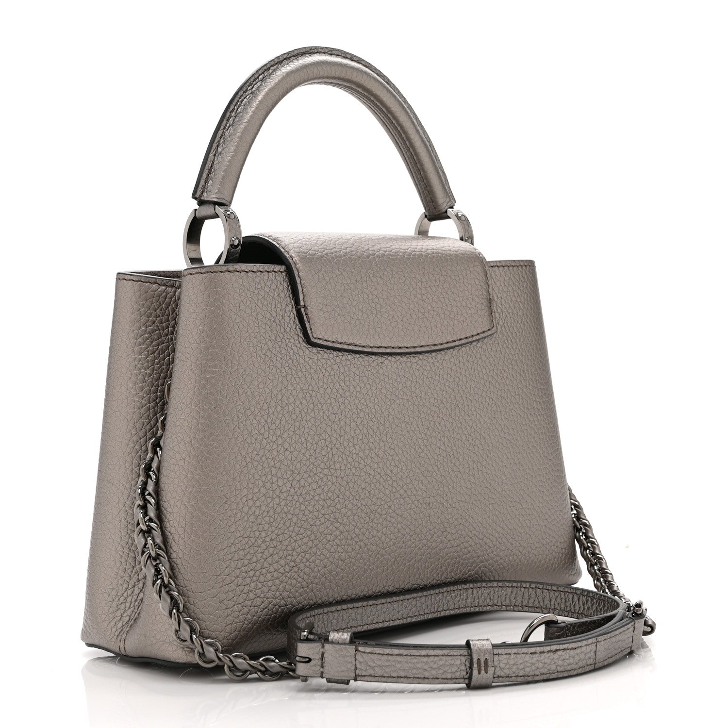 Metallic Calfskin Capucines BB Etain