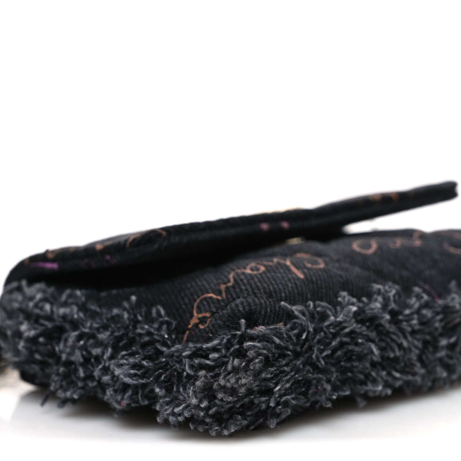 Denim Quilted Denim Mood Clutch With Chain Black Multicolor