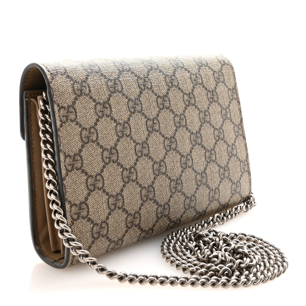 GG Supreme Monogram Mini Dionysus Chain Wallet Beige Taupe