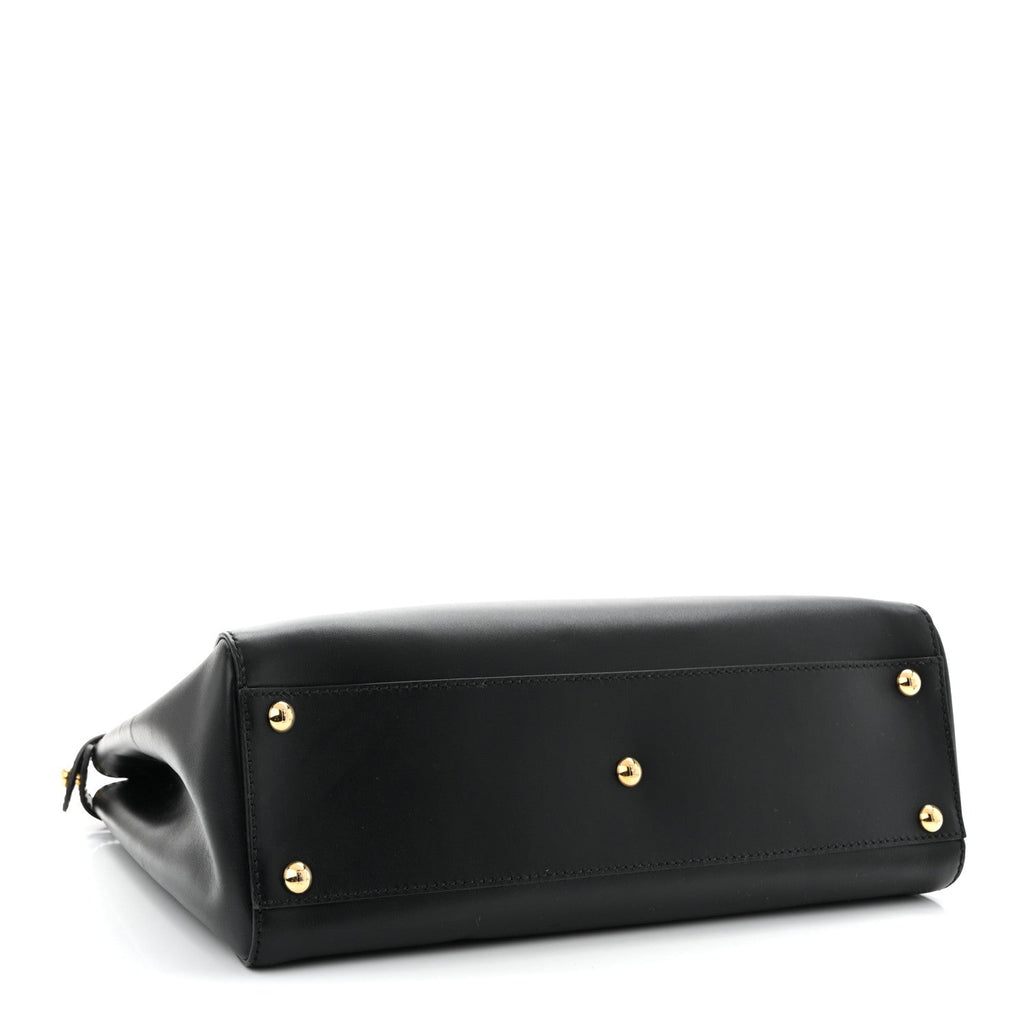 Vitello Morgan Fabric Jacquard Pequin Medium Peekaboo Iconic Satchel Black Tobacco