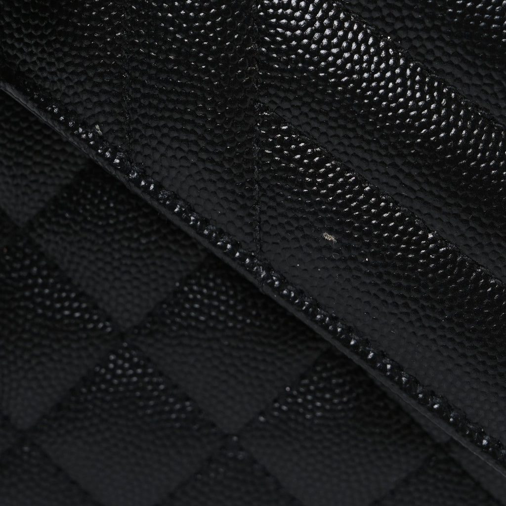 Grain De Poudre Textured Mixed Matelasse Triquilt Small Monogram Monochrome Satchel Black