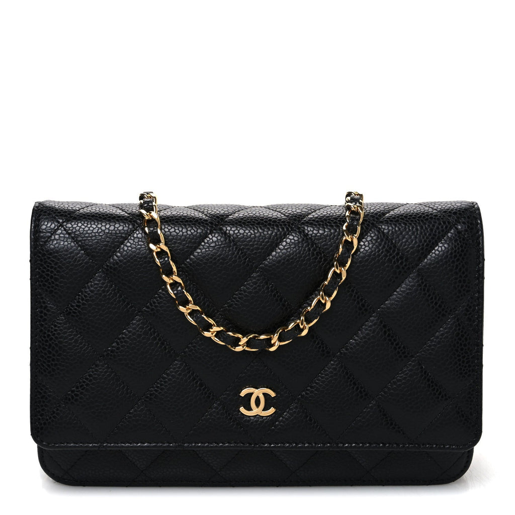Caviar Quilted Wallet on Chain WOC Black