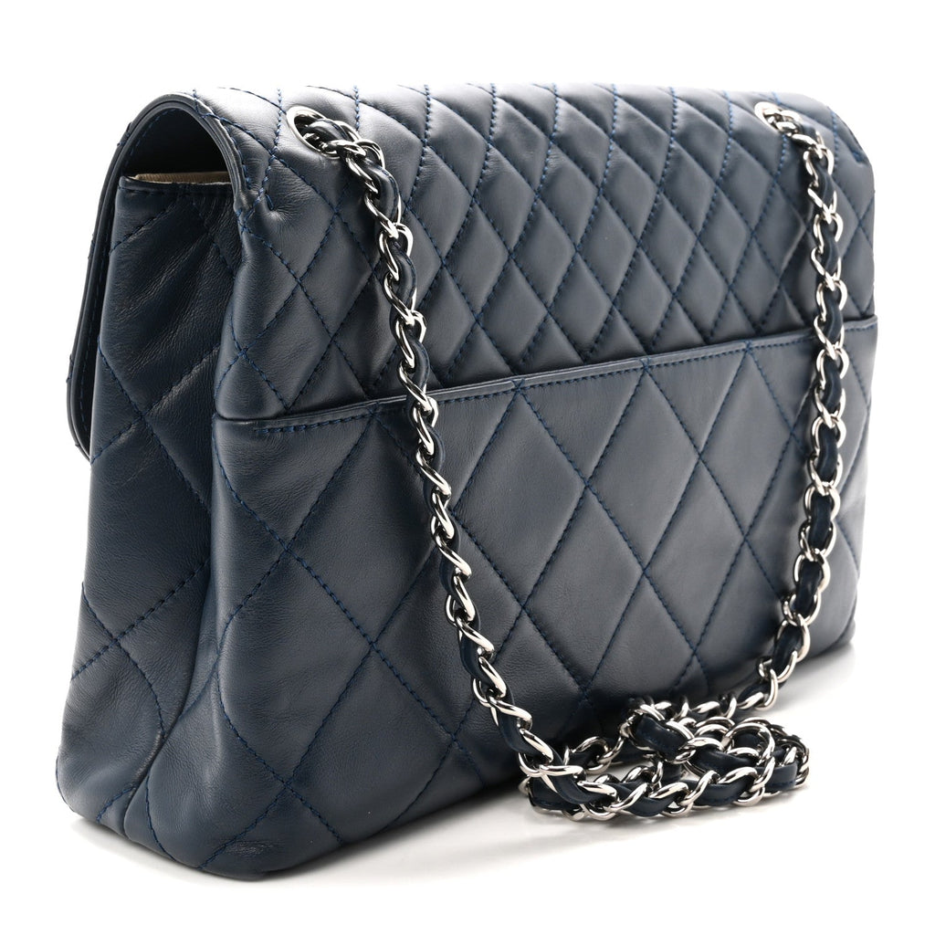 Calfskin Quilted In the Business Flap Dark Navy Blue
