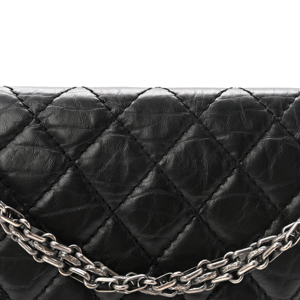 Aged Calfskin Quilted 2.55 Reissue 225 Flap Black