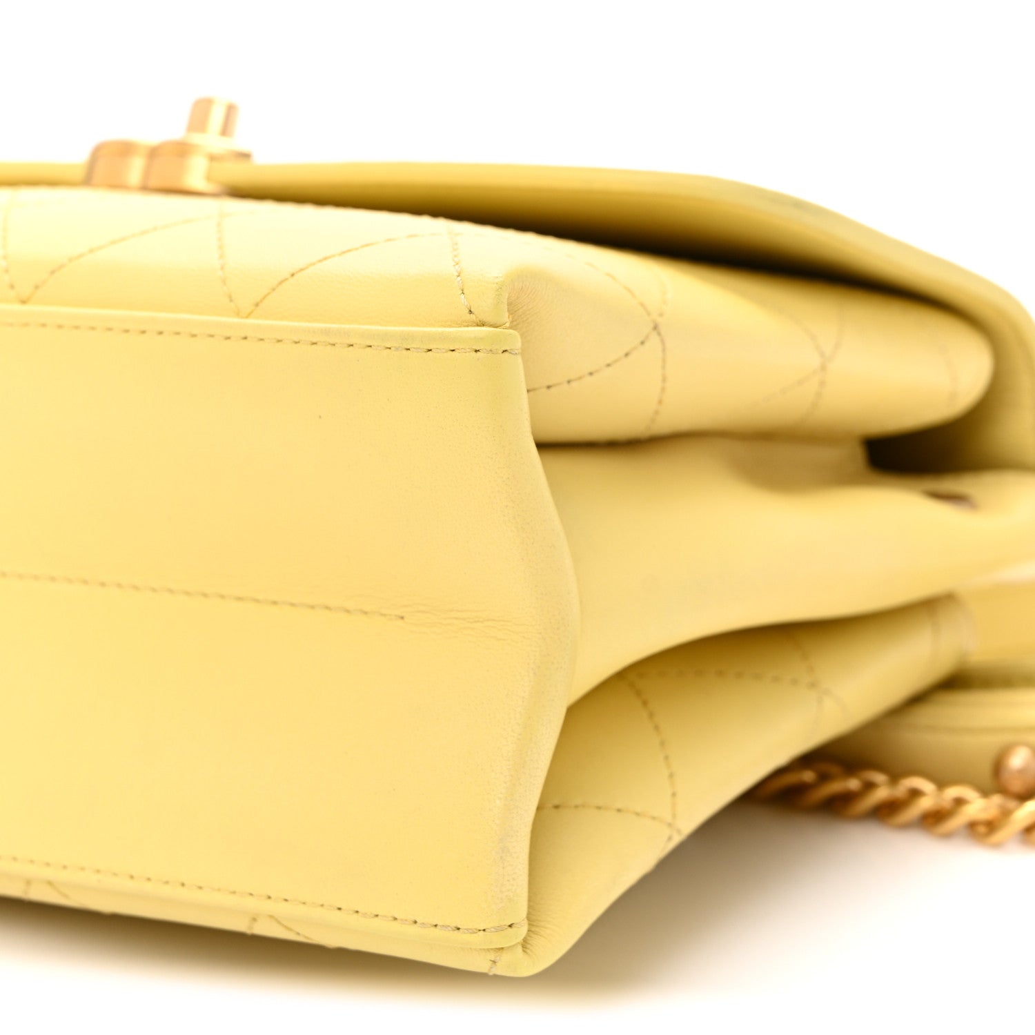 Lambskin Stitched Coco Luxe Small Flap Yellow